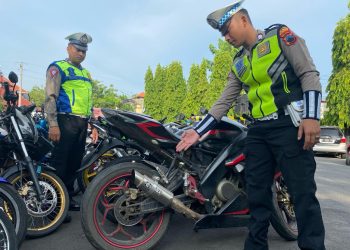 Knalpot Brong Bikin Resah, Polres Kudus Amankan 199 Sepeda Motor
