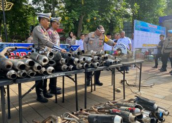 Ciptakan Wilayah Aman, Polres Kudus Musnahkan 427 Knalpot Bising atau Brong