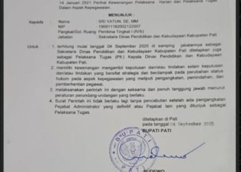 Sriyatun Ditunjuk Jadi Plt Kepala Dinas Pendidikan dan Kebudayaan Pati