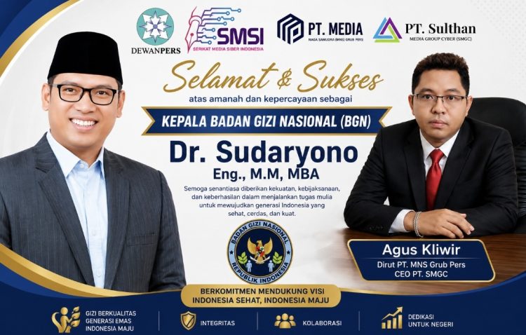 Sudaryono Jadi Kepala BGN, Agus Kliwir Ucapkan Selamat dan Sukses