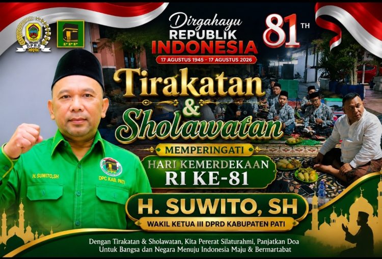 Tirakatan dan Sholawatan Warnai Peringatan HUT RI ke-81 di Kediaman H. Suwito