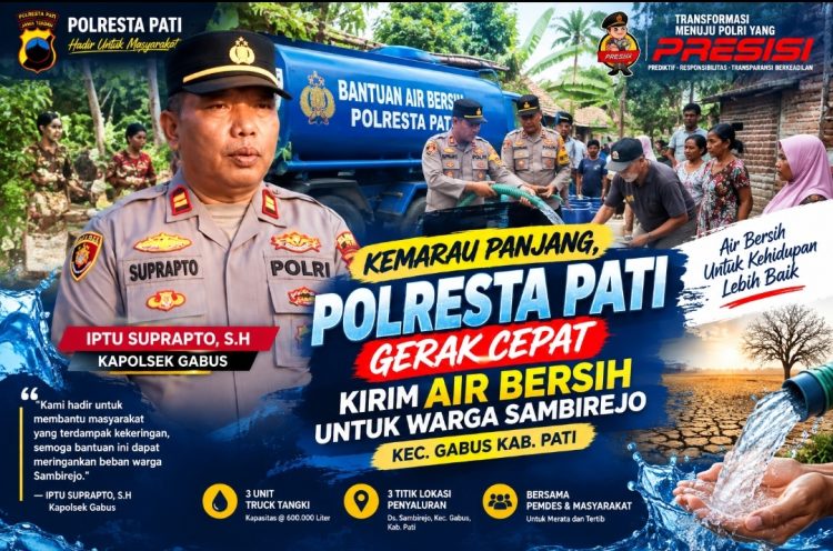 Kemarau Panjang Melanda, Kapolsek Gabus Salurkan Air Bersih ke Warga