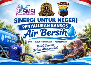 Peduli Warga Terdampak Kekeringan, SMSI dan Dulur Sikep Nyawiji Gandeng Polresta Pati Salurkan Air Bersih