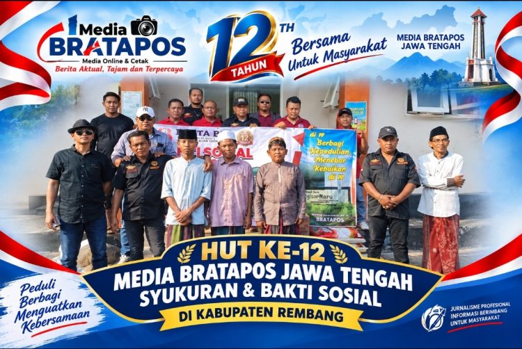 Dua Belas Tahun Berkarya, Media Bratapos Jateng Teguhkan Profesionalitas dan Kepedulian Sosial