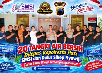 Gerakan Peduli Kekeringan, SMSI dan Dulur Sikep Nyawiji Bersama Polresta Pati Salurkan 20 Tangki Air