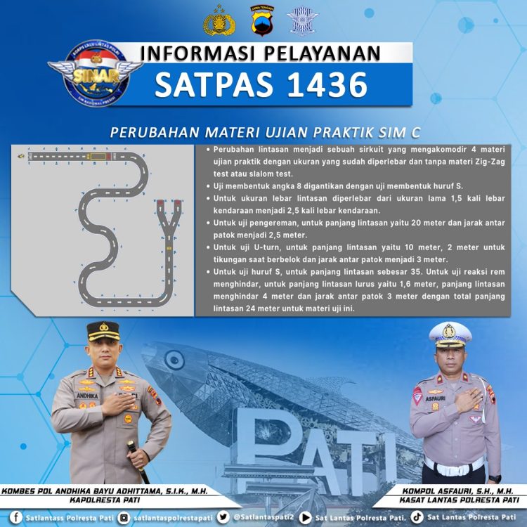 Perintah Kapolri, Kapolresta Pati dan Kasatlantas Gelar Pergantian Rute Gambar Praktik Ujian SIM