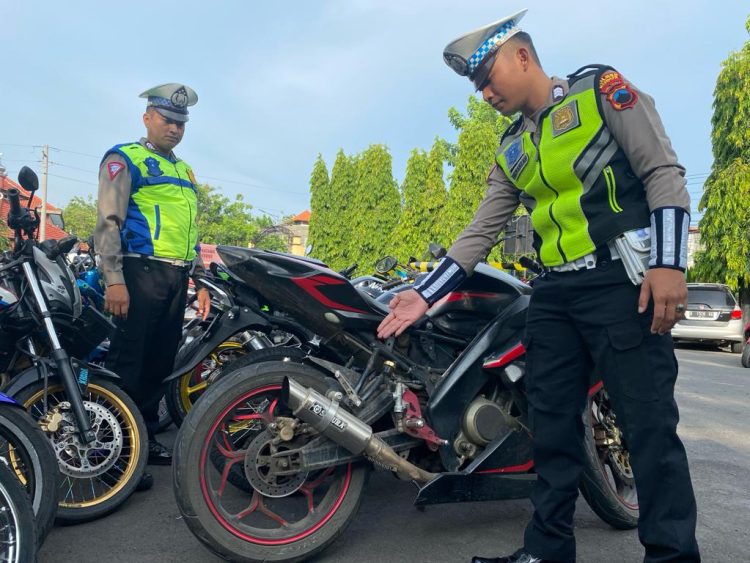 Knalpot Brong Bikin Resah, Polres Kudus Amankan 199 Sepeda Motor