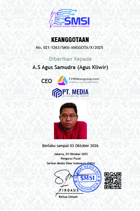 TV10Newsgroup Resmi Jadi Anggota SMSI, Perkuat Komitmen di Media Siber Nasional