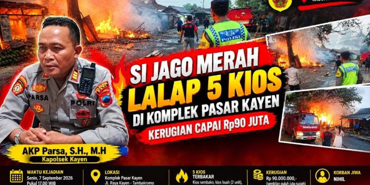 Si Jago Merah Mengamuk di Pasar Kayen Pati, 5 Kios Terbakar
