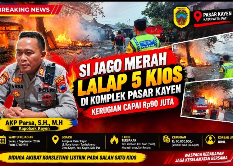 Si Jago Merah Mengamuk di Pasar Kayen Pati, 5 Kios Terbakar