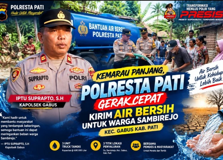 Kemarau Panjang Melanda, Kapolsek Gabus Salurkan Air Bersih ke Warga