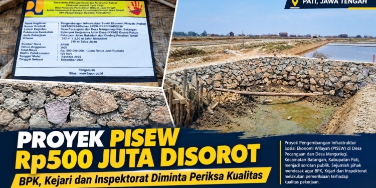 Dugaan Kualitas Tak Sesuai Standar, Proyek PISEW Desa Pecangaan Disorot