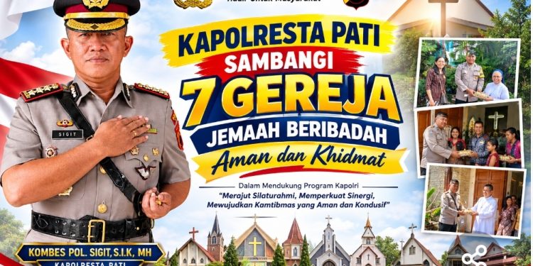 Kapolresta Pati Sambangi 7 Gereja, Jemaat Beribadah Aman dan Khidmat