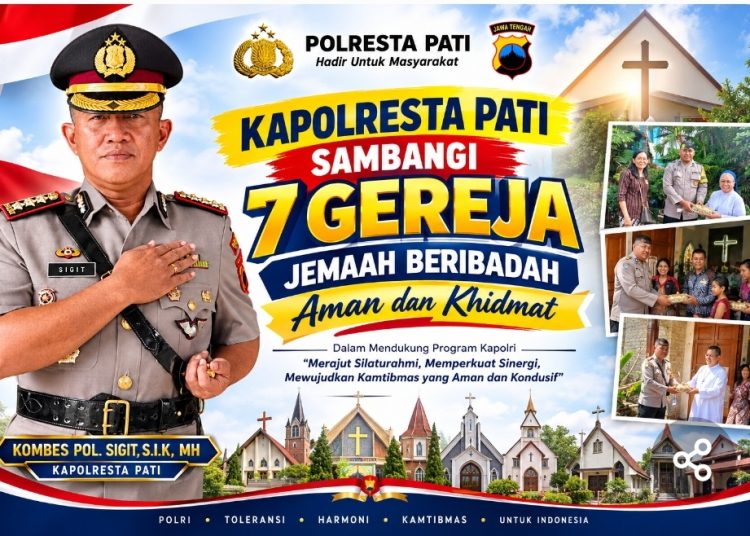 Kapolresta Pati Sambangi 7 Gereja, Jemaat Beribadah Aman dan Khidmat